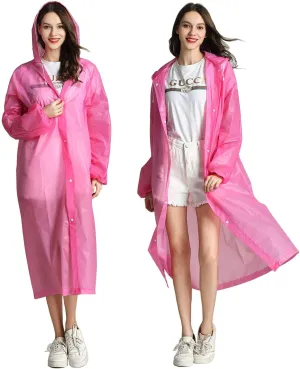 HLKZONE Raincoat, 2 Pack Rain Ponchos for Adults Travel Rain Jacket Packable Rain Coats for Women with Drawstring Hood
