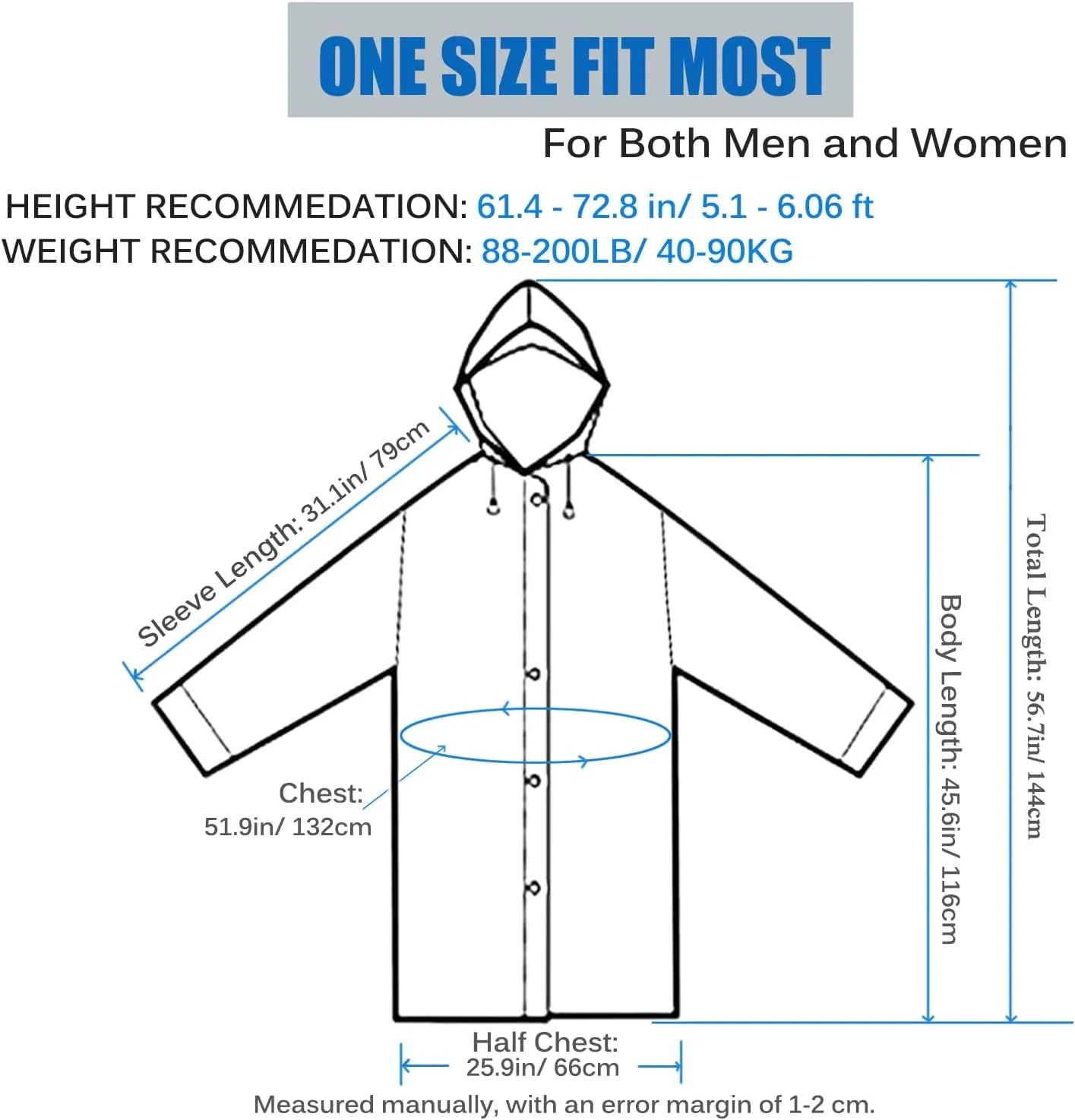 HLKZONE Raincoat, 2 Pack Rain Ponchos for Adults Travel Rain Jacket Packable Rain Coats for Women with Drawstring Hood
