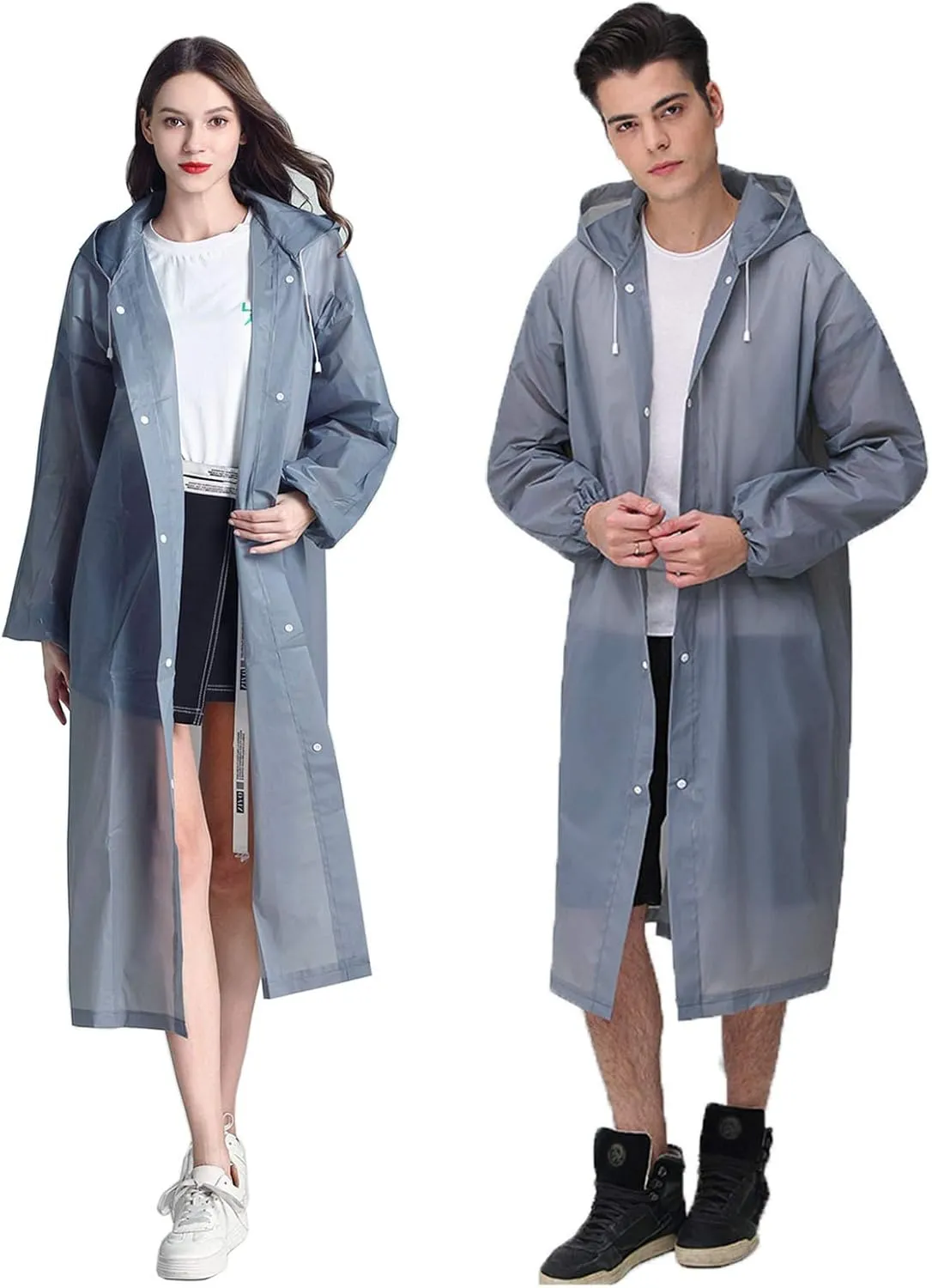 HLKZONE Raincoat, 2 Pack Rain Ponchos for Adults Travel Rain Jacket Packable Rain Coats for Women with Drawstring Hood