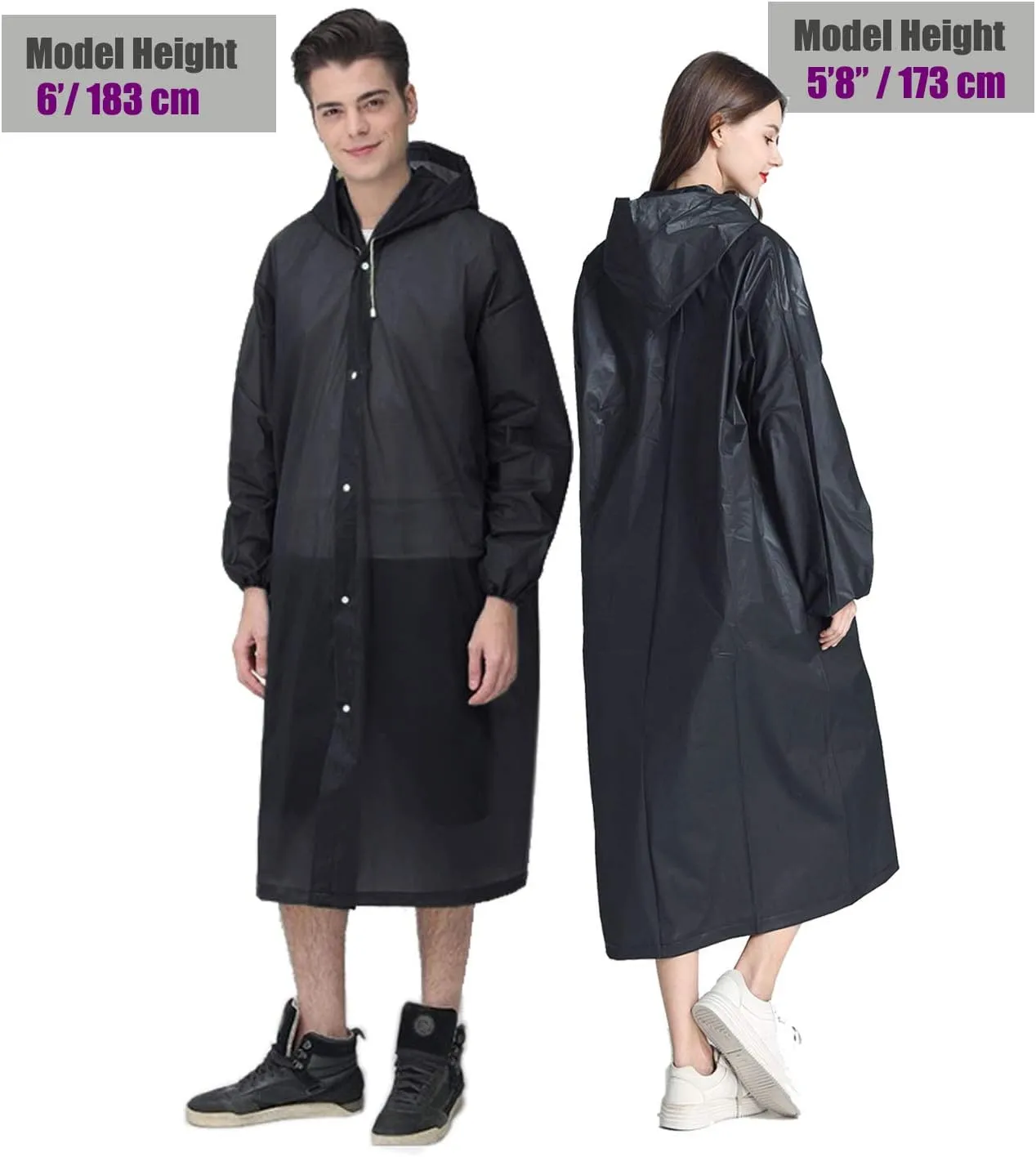 HLKZONE Raincoat, 2 Pack Rain Ponchos for Adults Travel Rain Jacket Packable Rain Coats for Women with Drawstring Hood