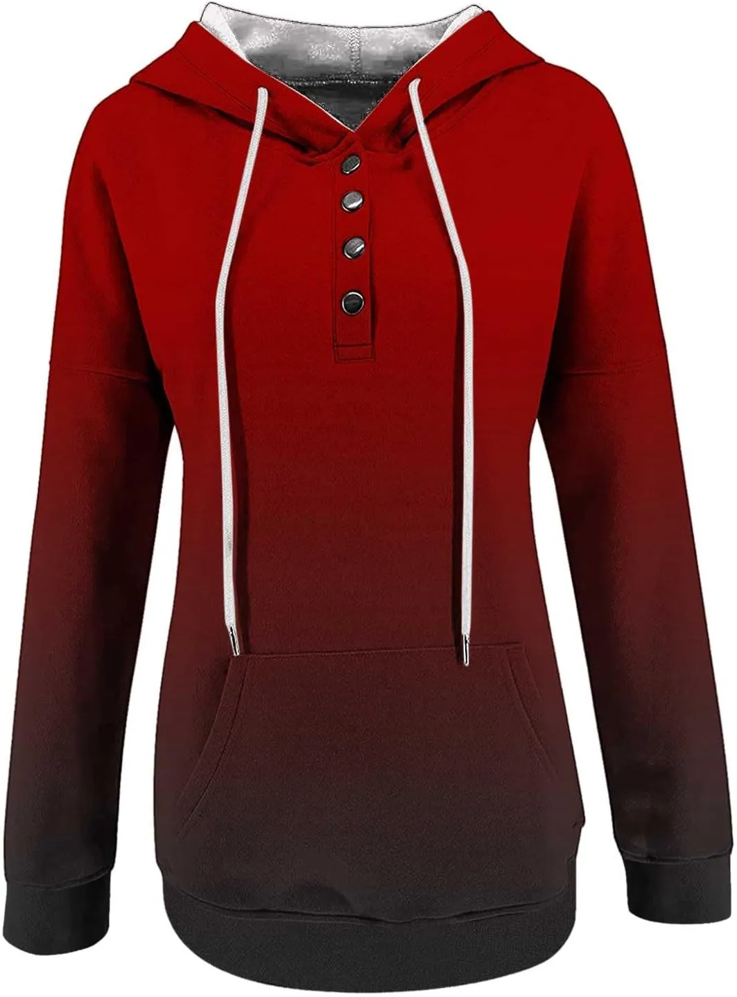 hlysgo Womens Fall Fashion 2024 Hoodies Casual Oversized Sweatshirt Long Sleeve 1/4 Button Up Pullover Gradient Hoodie