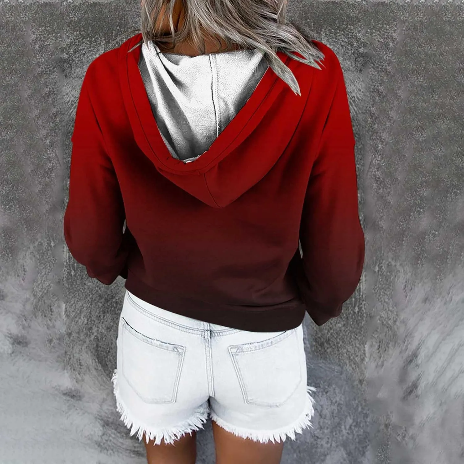 hlysgo Womens Fall Fashion 2024 Hoodies Casual Oversized Sweatshirt Long Sleeve 1/4 Button Up Pullover Gradient Hoodie