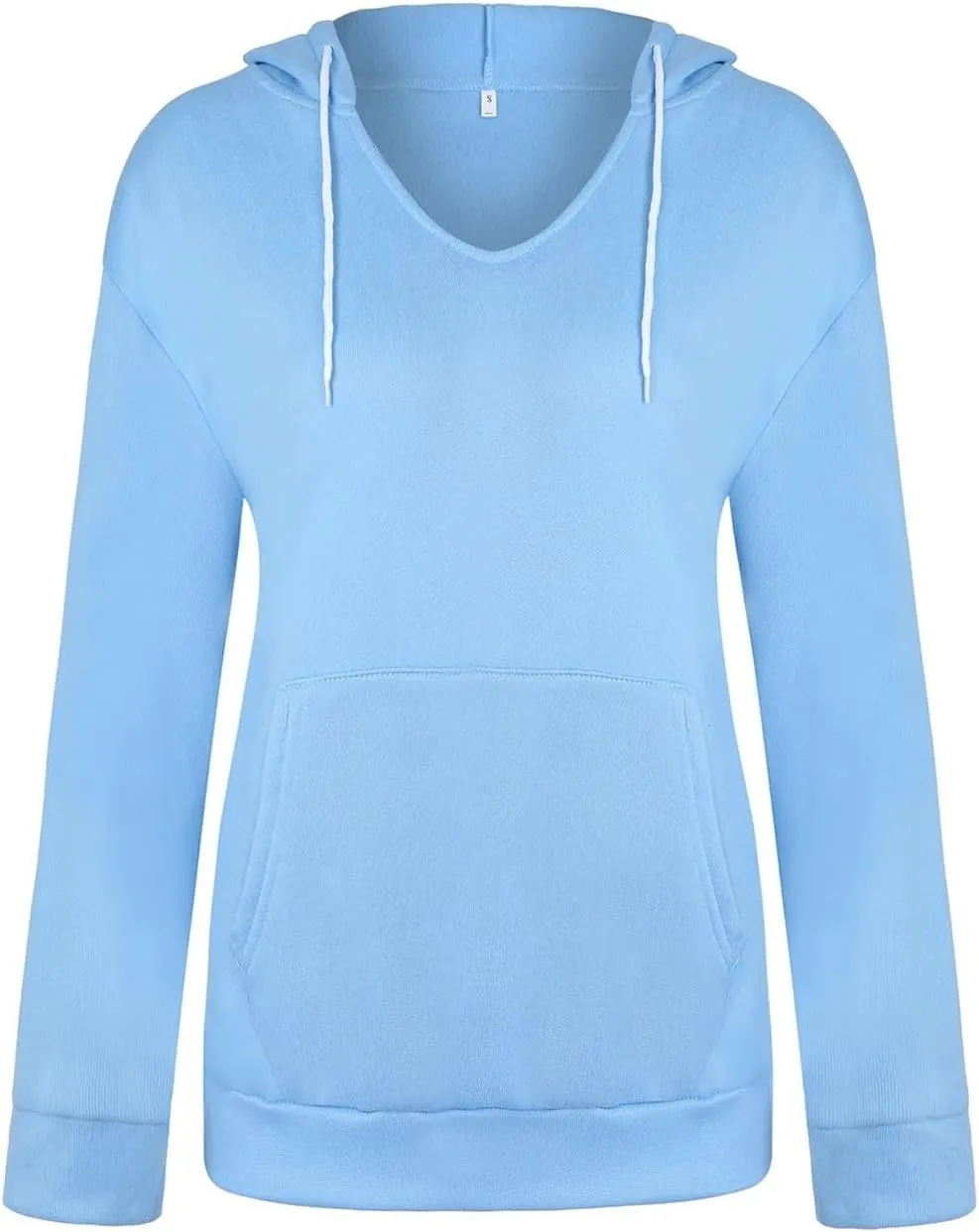 Hoodies For Women Casual Solid Color Long Sleeve v Neck Hooded Sweatshirt Loose Comfy Fall Fashion Pullover Tops 2024