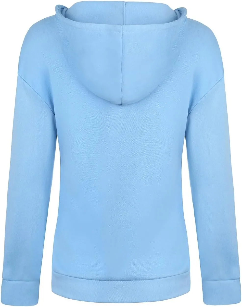 Hoodies For Women Casual Solid Color Long Sleeve v Neck Hooded Sweatshirt Loose Comfy Fall Fashion Pullover Tops 2024