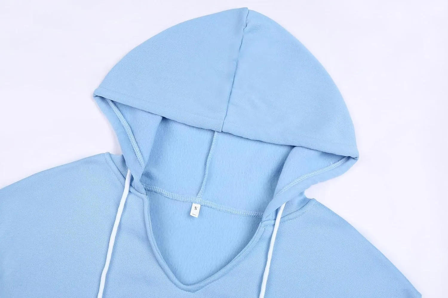 Hoodies For Women Casual Solid Color Long Sleeve v Neck Hooded Sweatshirt Loose Comfy Fall Fashion Pullover Tops 2024