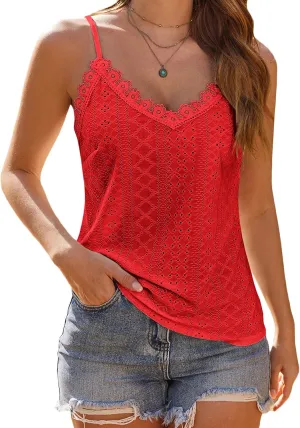HOTOUCH Camisole for Women V Neck Spaghetti Strap Tank Tops Sleeveless Blouses Loose Fit