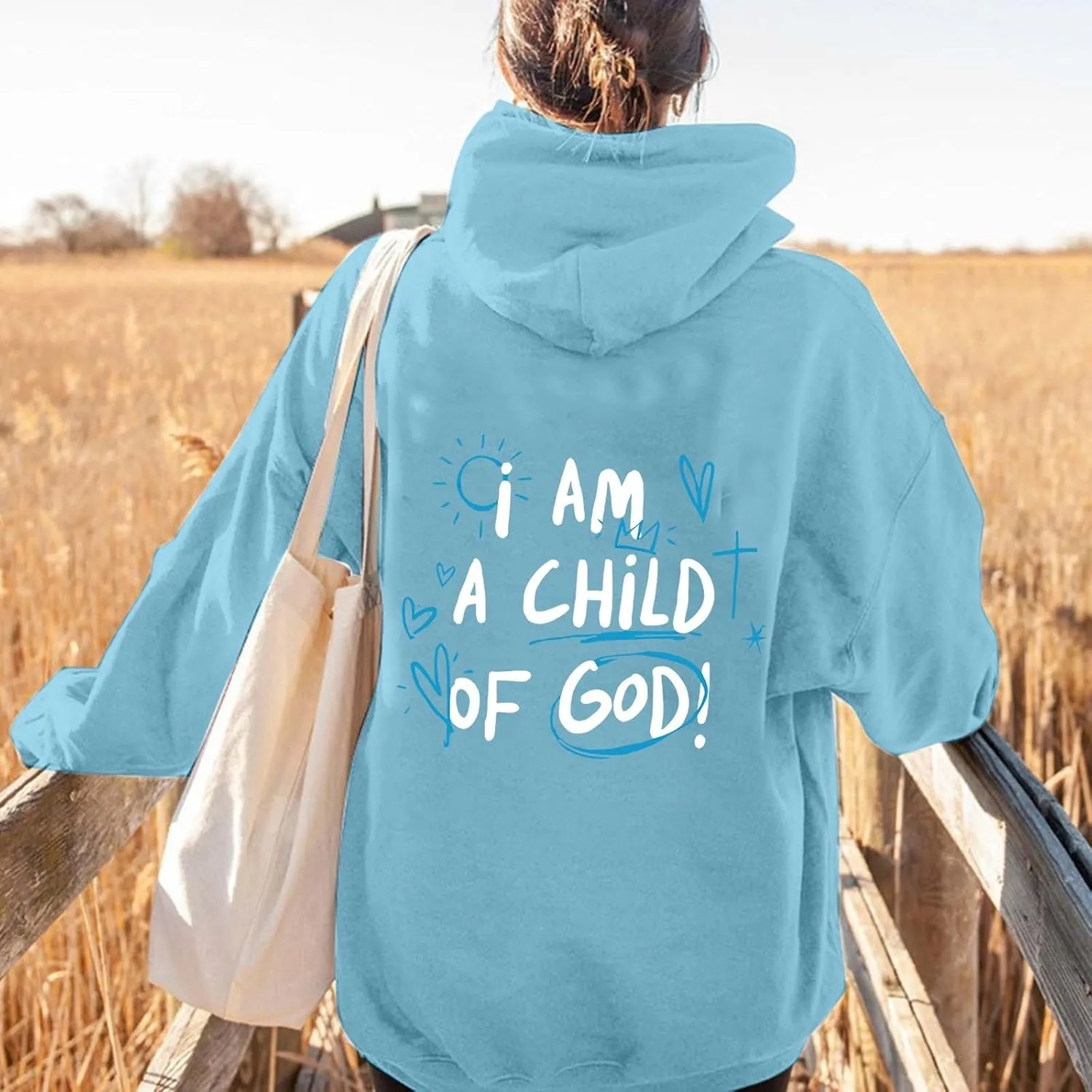 I Am A Child of God Hoodie Christian Hoodies Sweatshirt Drawstring Long Sleeve Casual Pullover with Pocket
