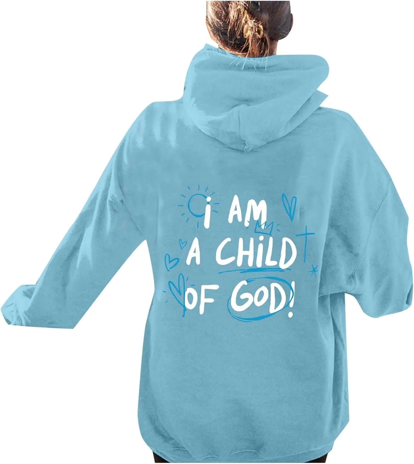 I Am A Child of God Hoodie Christian Hoodies Sweatshirt Drawstring Long Sleeve Casual Pullover with Pocket