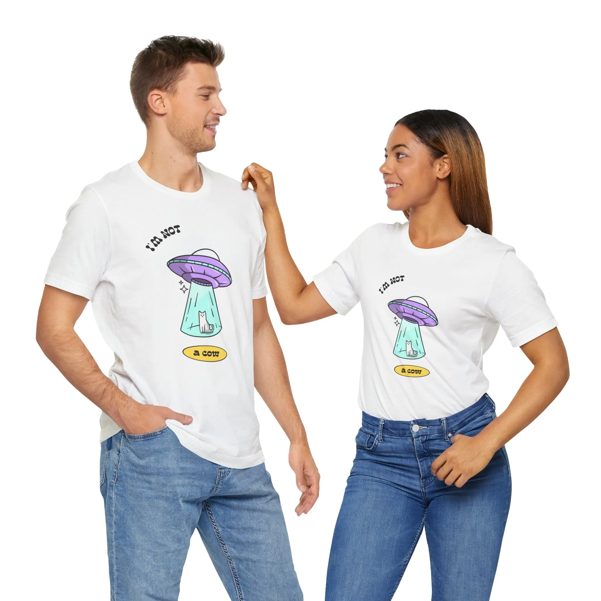 I Am Not A Cow Cat UFO Sci-Fi T-Shirt