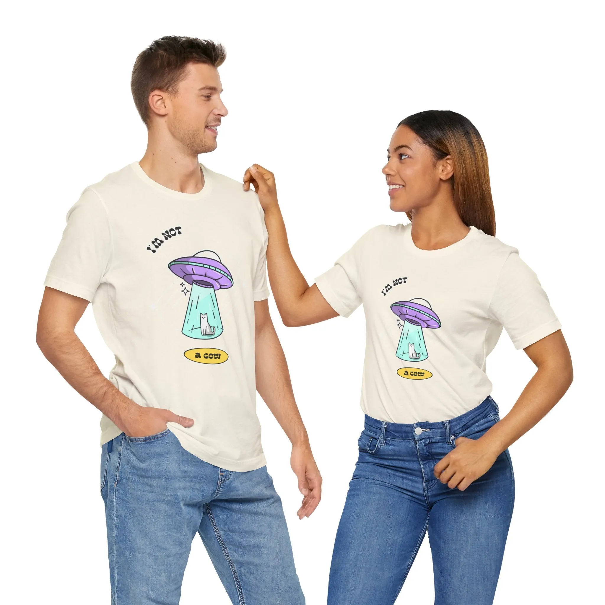 I Am Not A Cow Cat UFO Sci-Fi T-Shirt
