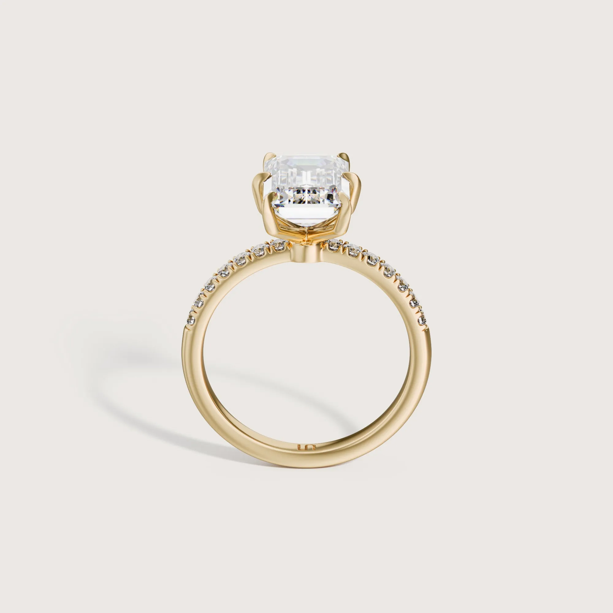 Icon Emerald Solitaire - 6 Claw - Diamond Band