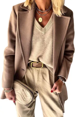 IDEALSANXUN Womens Wool Blazer Fall Winter Pea Coat Business Work Suit Jackets