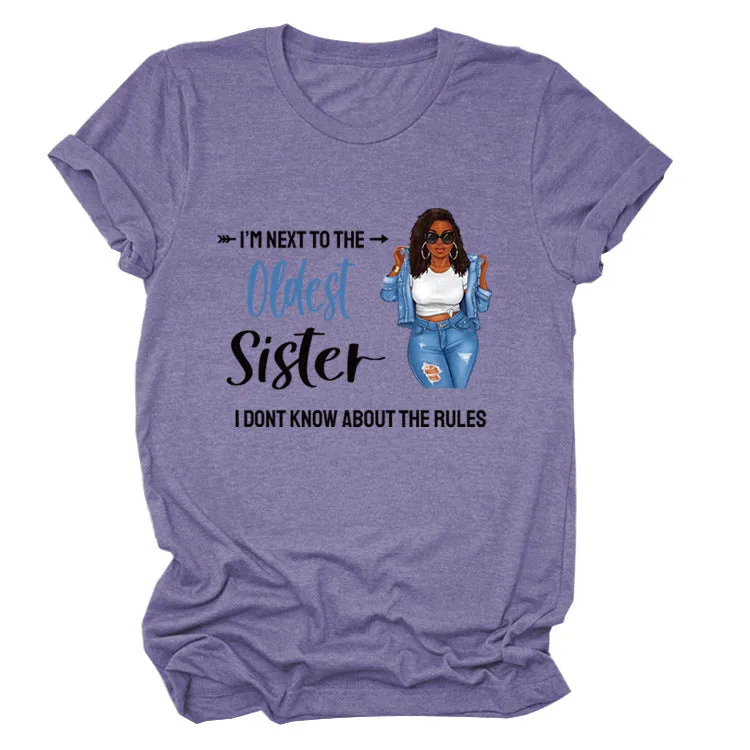 I'M NEXT TO THE Round Neck Fashion Letter Plus Size Womens T-shirt Loose Short Sleeve