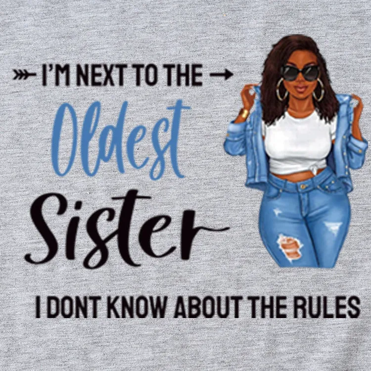 I'M NEXT TO THE Round Neck Fashion Letter Plus Size Womens T-shirt Loose Short Sleeve