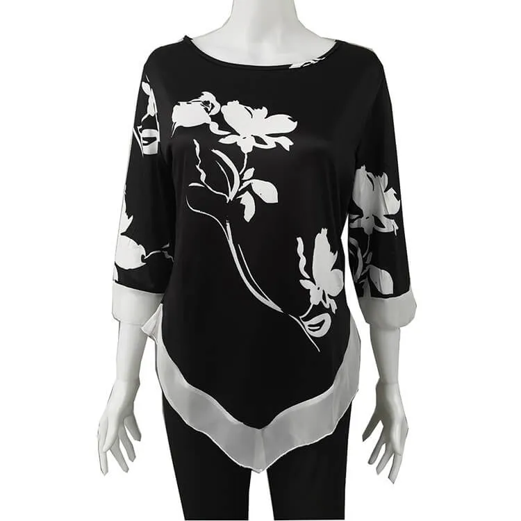 Irregular Patchwork Print Loose Blouse