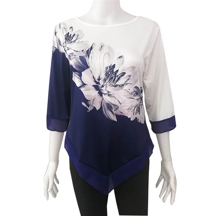 Irregular Patchwork Print Loose Blouse