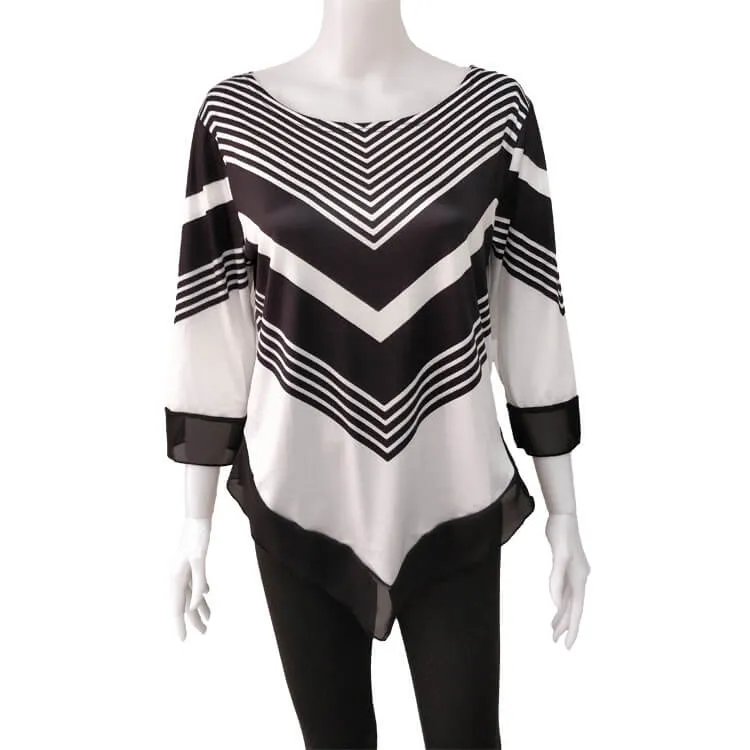 Irregular Patchwork Print Loose Blouse