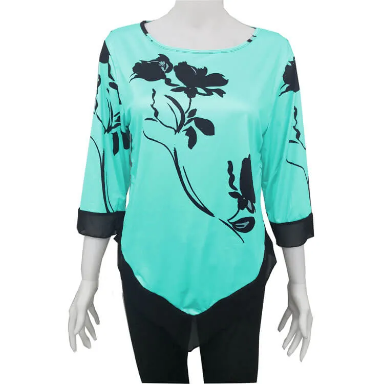 Irregular Patchwork Print Loose Blouse