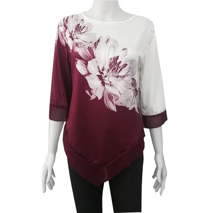 Irregular Patchwork Print Loose Blouse