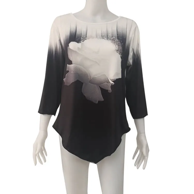 Irregular Patchwork Print Loose Blouse