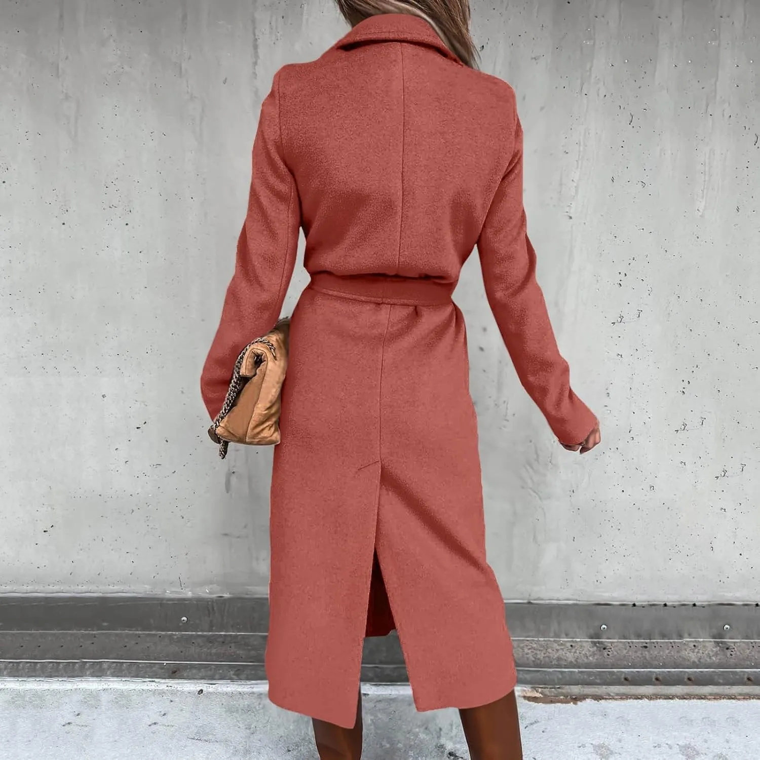 Jackets for Women with Fleece Women's Faux Wool Coat Blouse Thin Coat Trench Long Jackets Inverted Collar Jacket