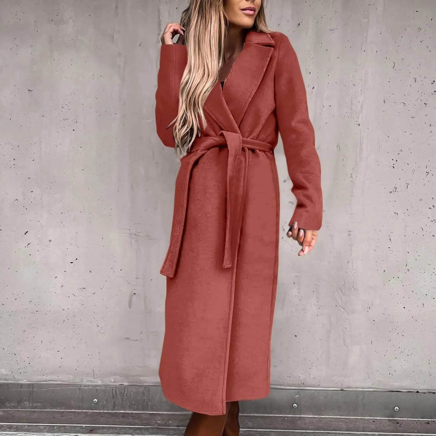 Jackets for Women with Fleece Women's Faux Wool Coat Blouse Thin Coat Trench Long Jackets Inverted Collar Jacket