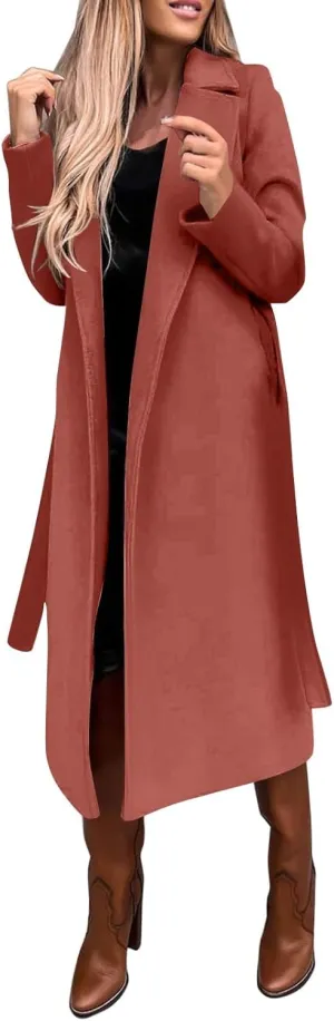 Jackets for Women with Fleece Women's Faux Wool Coat Blouse Thin Coat Trench Long Jackets Inverted Collar Jacket