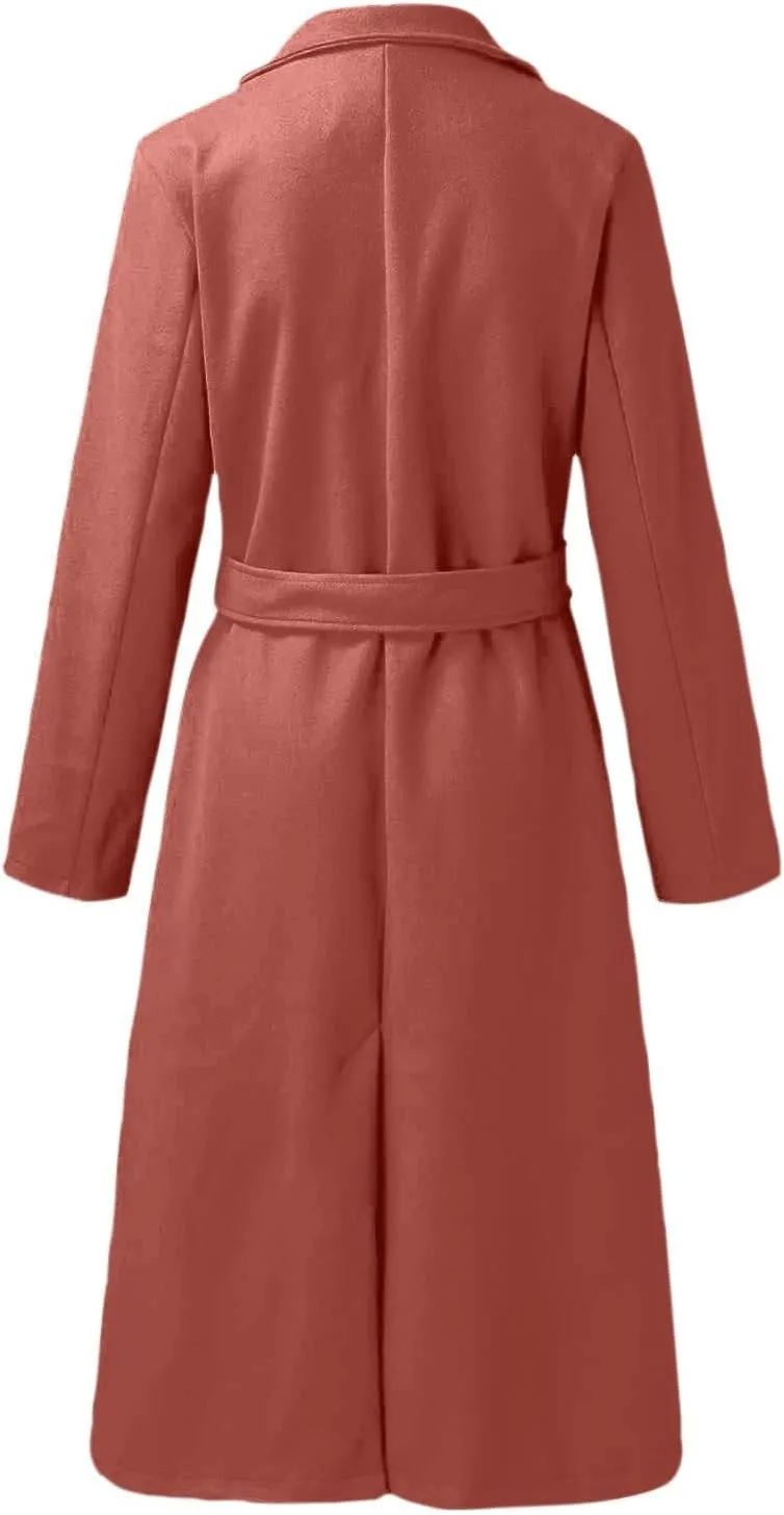 Jackets for Women with Fleece Women's Faux Wool Coat Blouse Thin Coat Trench Long Jackets Inverted Collar Jacket