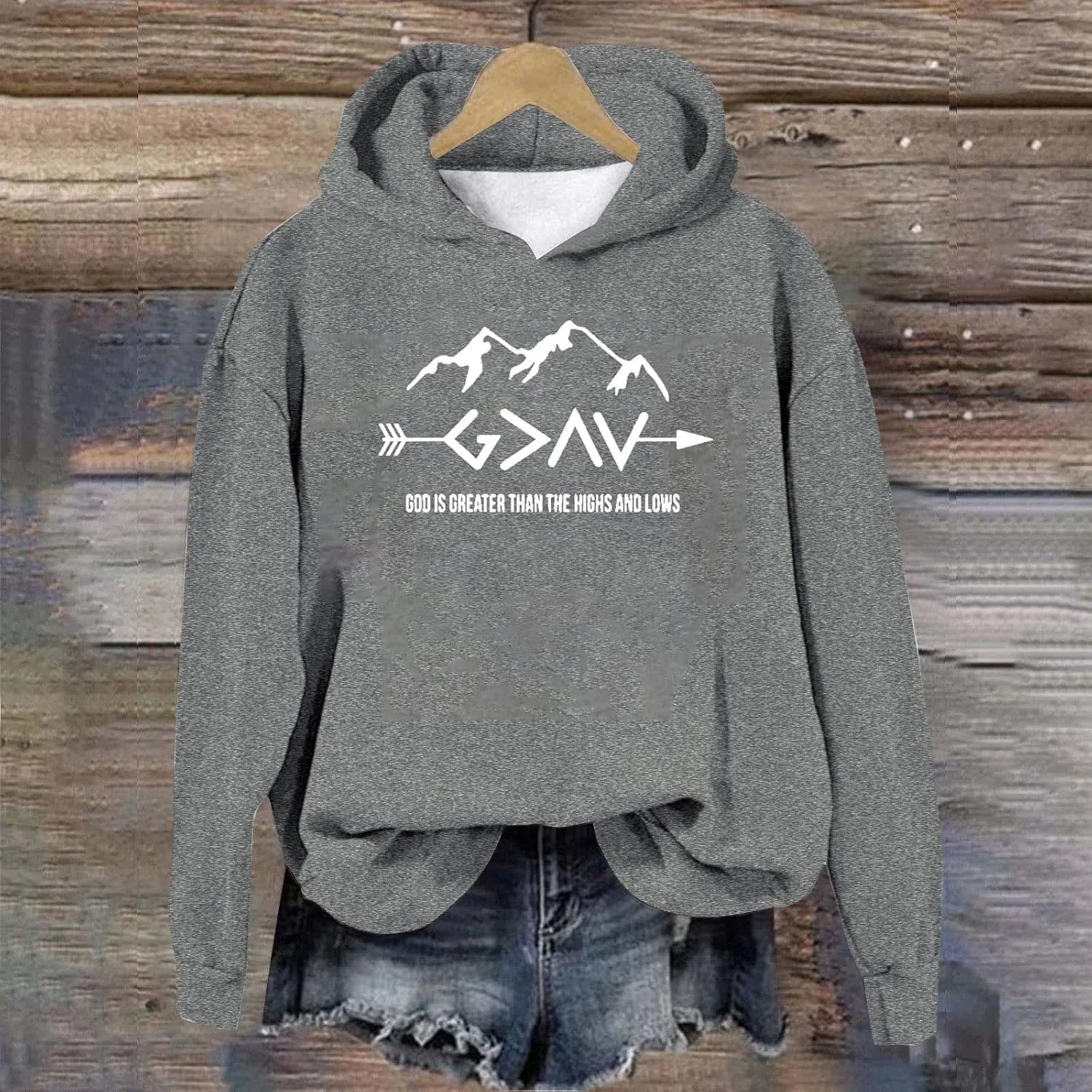 Jesus Sweatshirts For Womens God Is Greater Than The Highs And Lows Comfy Pullover Long Sleeve Round Neck Tops