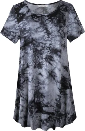 JollieLovin Women's Plus Size Tops Summer Tunic Short Sleeve Loose Fit T-Shirt to Wear with Leggings