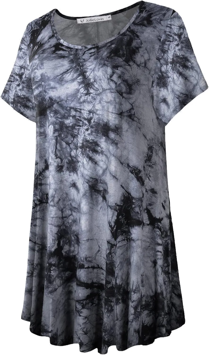 JollieLovin Women's Plus Size Tops Summer Tunic Short Sleeve Loose Fit T-Shirt to Wear with Leggings