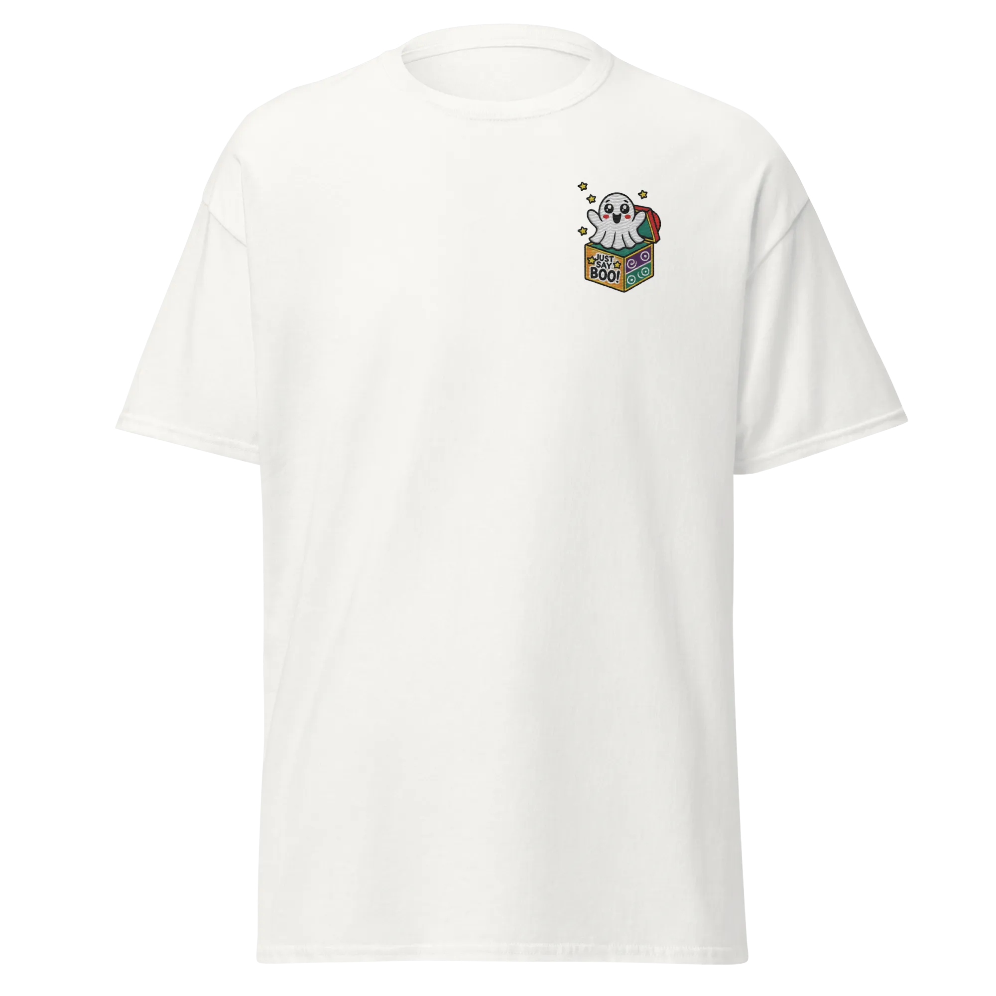 Just Say Boo - Halloween T-Shirt - Cute Ghost Halloween T-Shirt