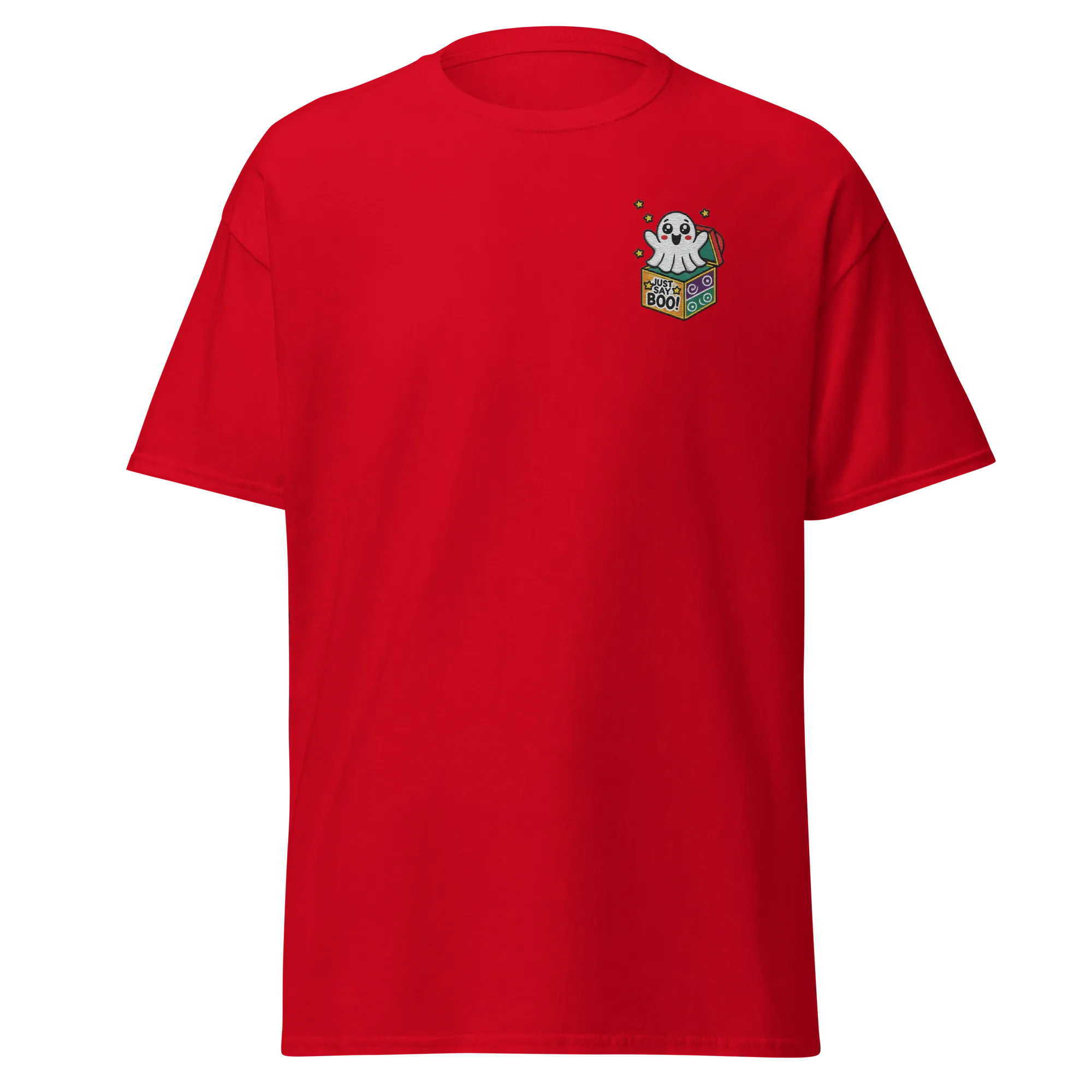 Just Say Boo - Halloween T-Shirt - Cute Ghost Halloween T-Shirt