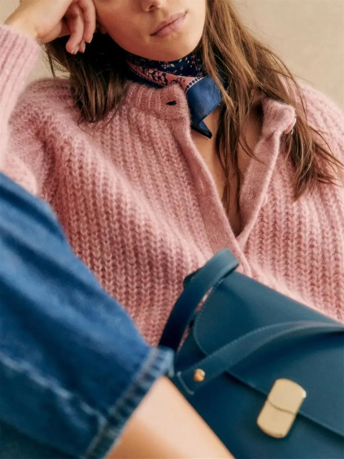 KEOMUD Women's Long Sleeve Cardigan Sweaters 2025 Spring Casual Crewneck Button Down Chunky Knit Cardigans