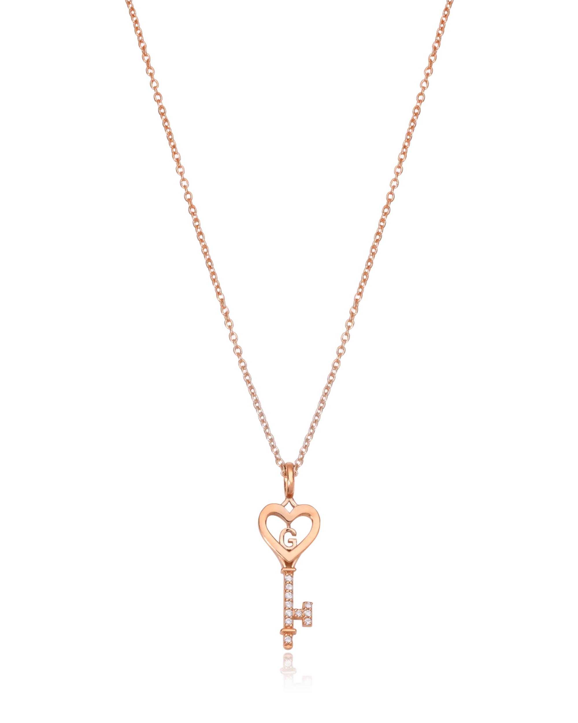 Key To My Heart Necklace with Diamond - 18K Rose Vermeil
