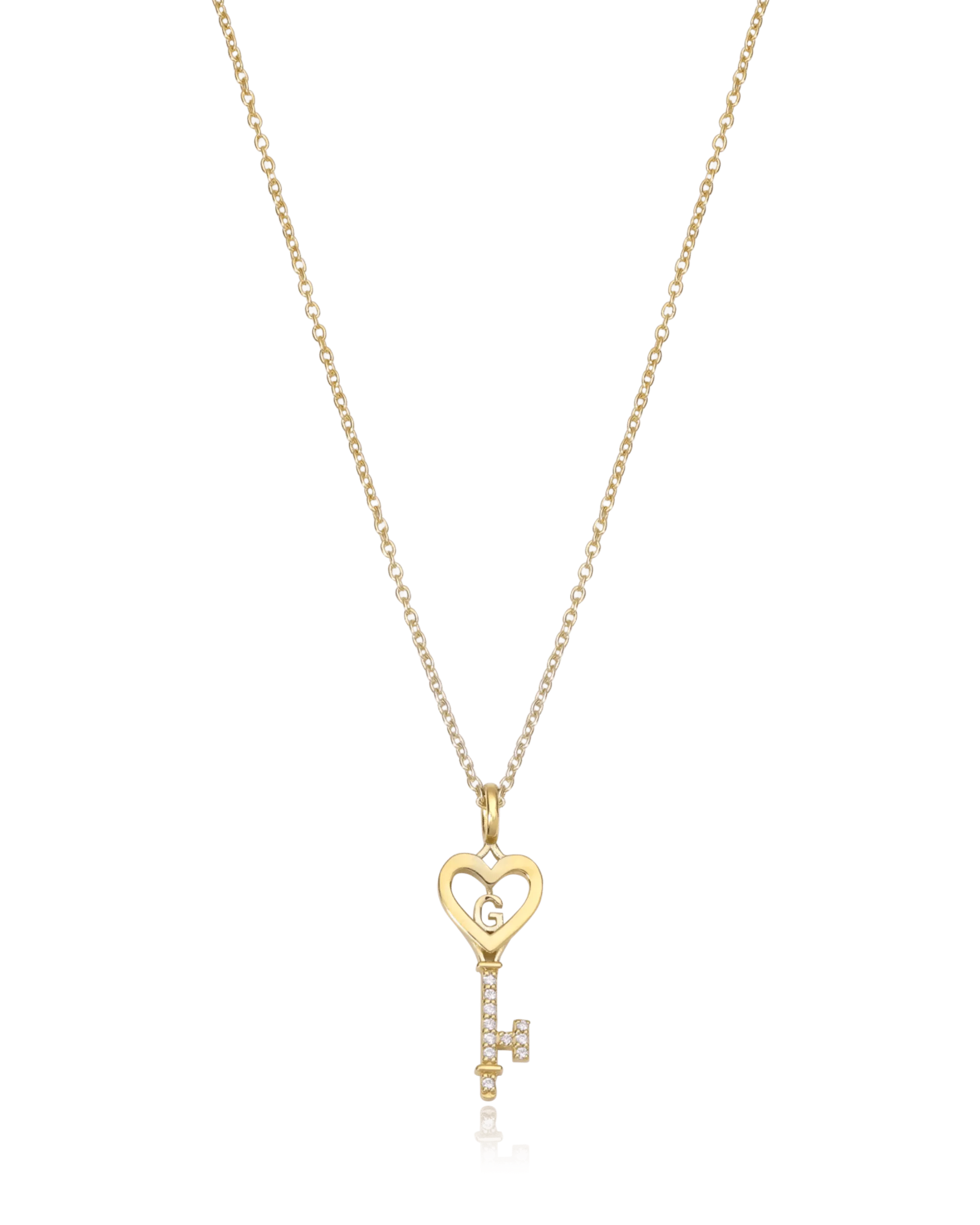 Key To My Heart Necklace with Diamond - 18K Rose Vermeil