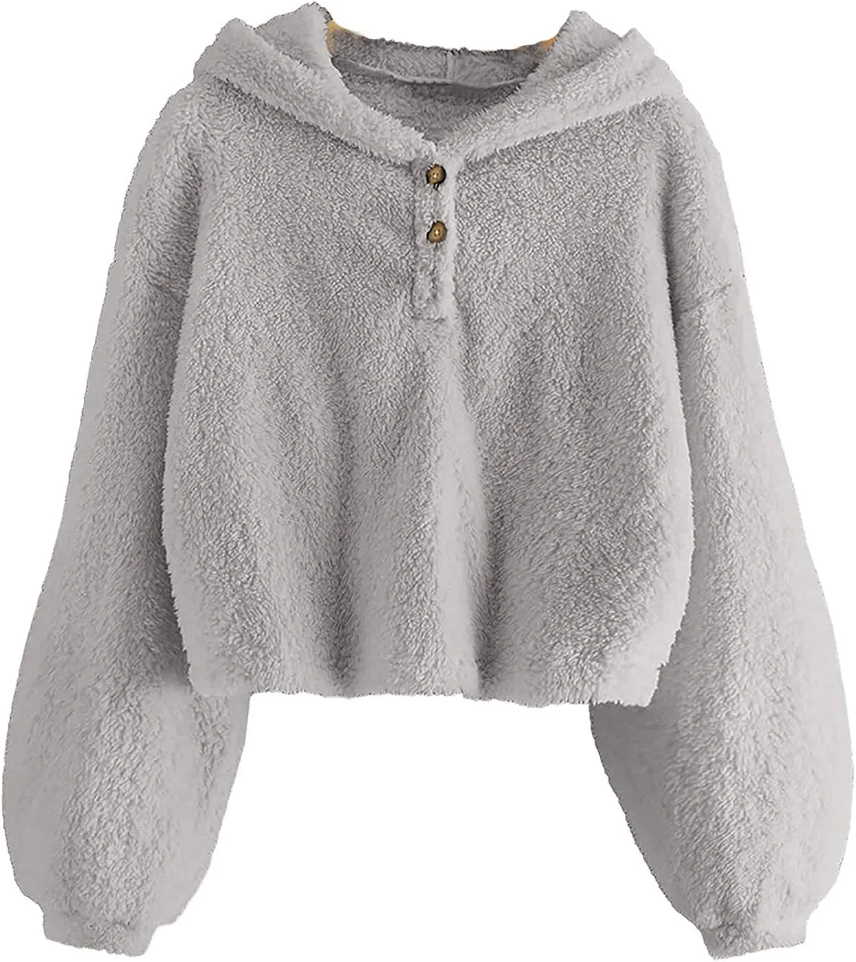 Kids Girl's Fuzzy Hoodies Warm Loose Fleece Button Down Pullover Sweatshirts Winter Tops