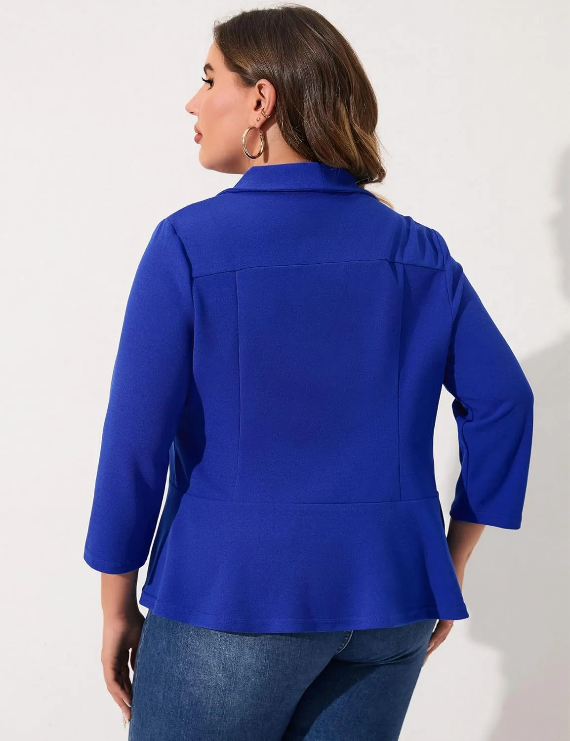 KOJOOIN Women Plus Size Casual Blazer Open Front Long Sleeve Work Office Cardigan Jackets