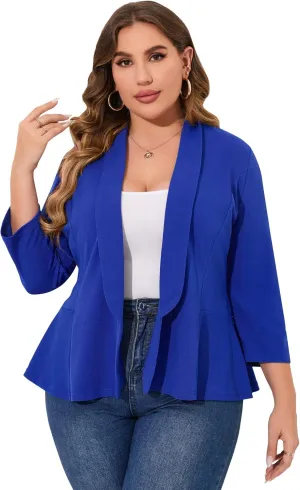 KOJOOIN Women Plus Size Casual Blazer Open Front Long Sleeve Work Office Cardigan Jackets