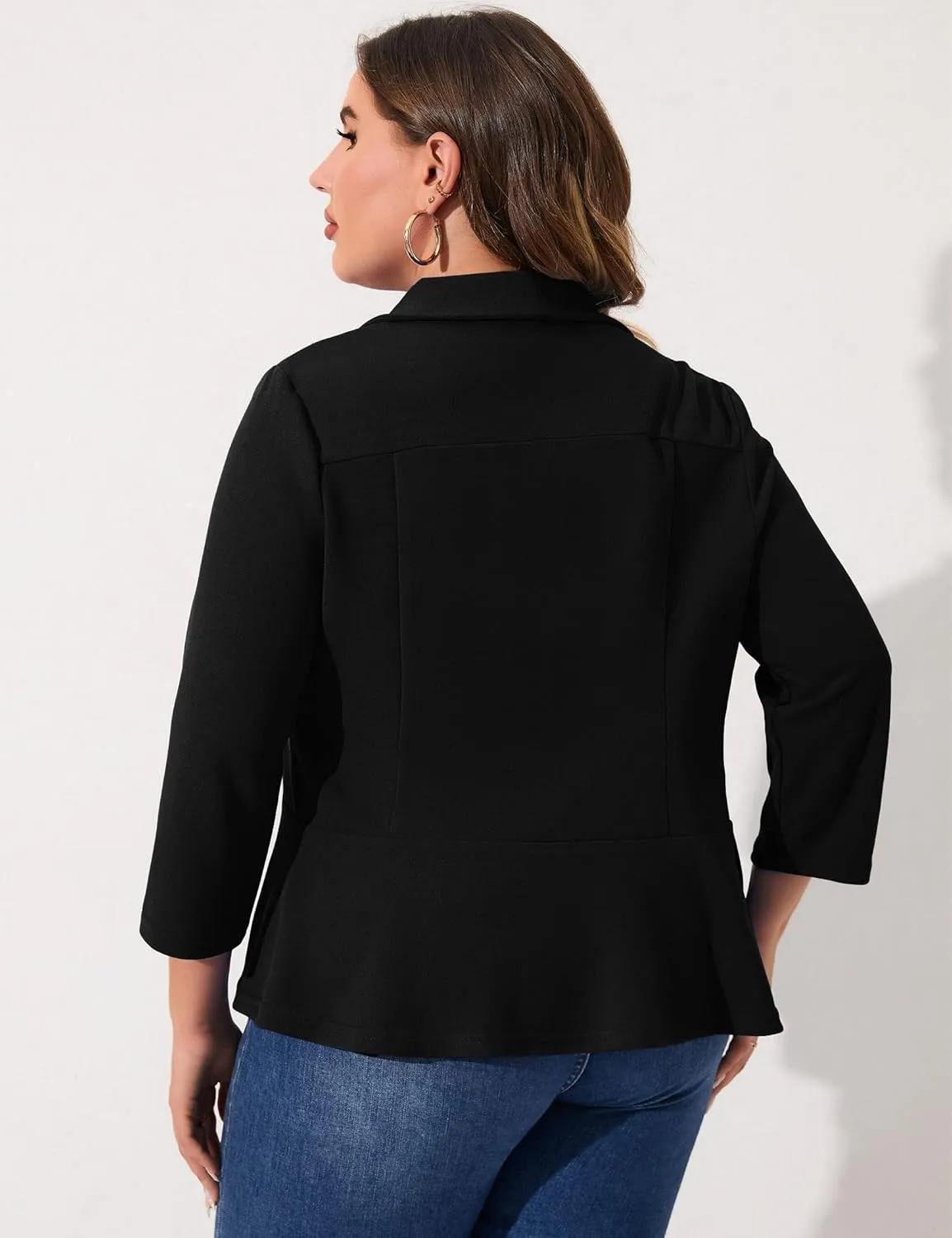 KOJOOIN Women Plus Size Casual Blazer Open Front Long Sleeve Work Office Cardigan Jackets