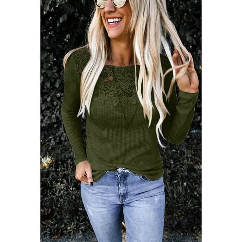 Lace Slim Long Sleeves T-shirt