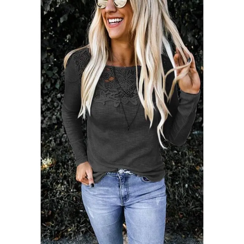 Lace Slim Long Sleeves T-shirt