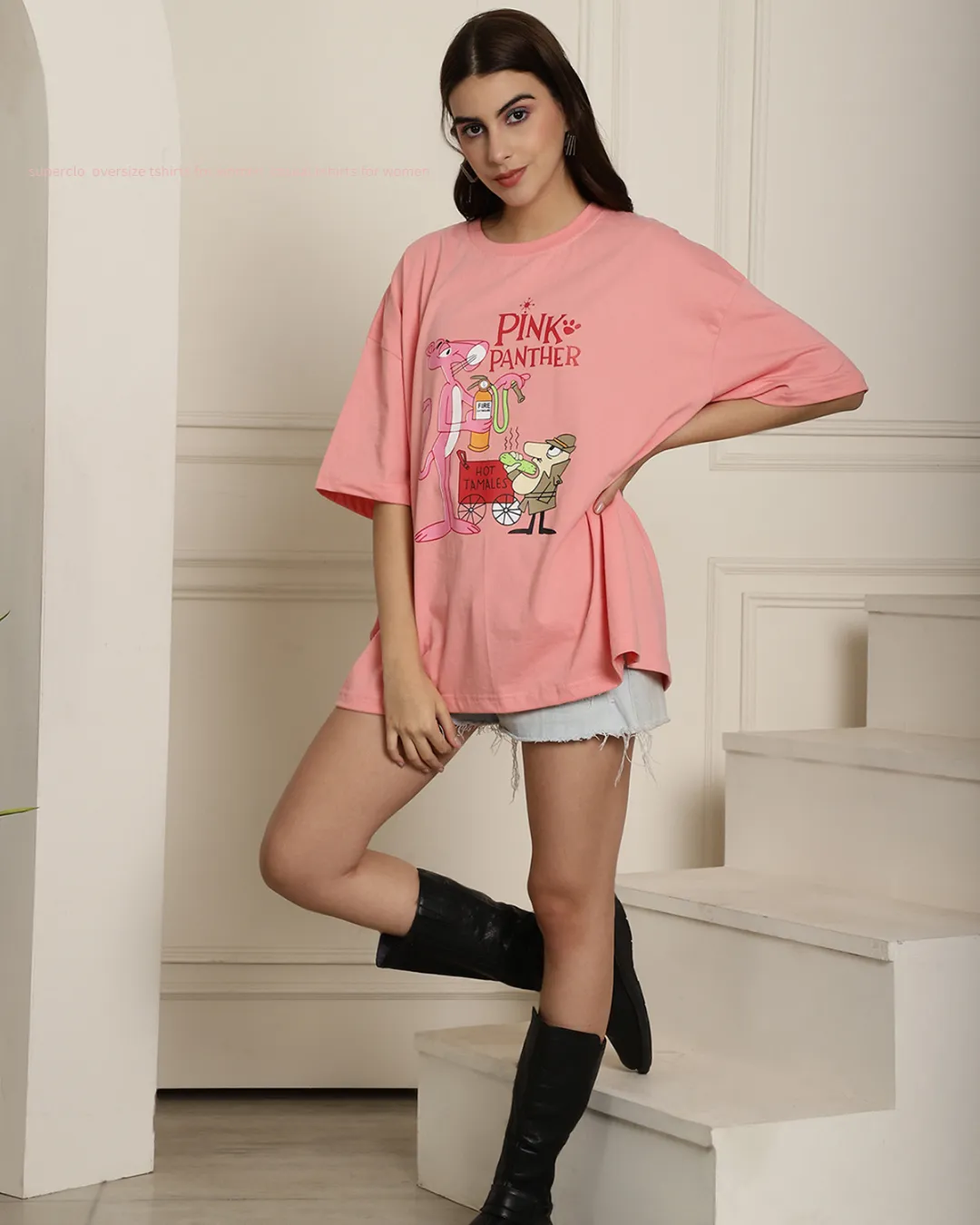 Laid-Back Pink Panther Oversized Tee