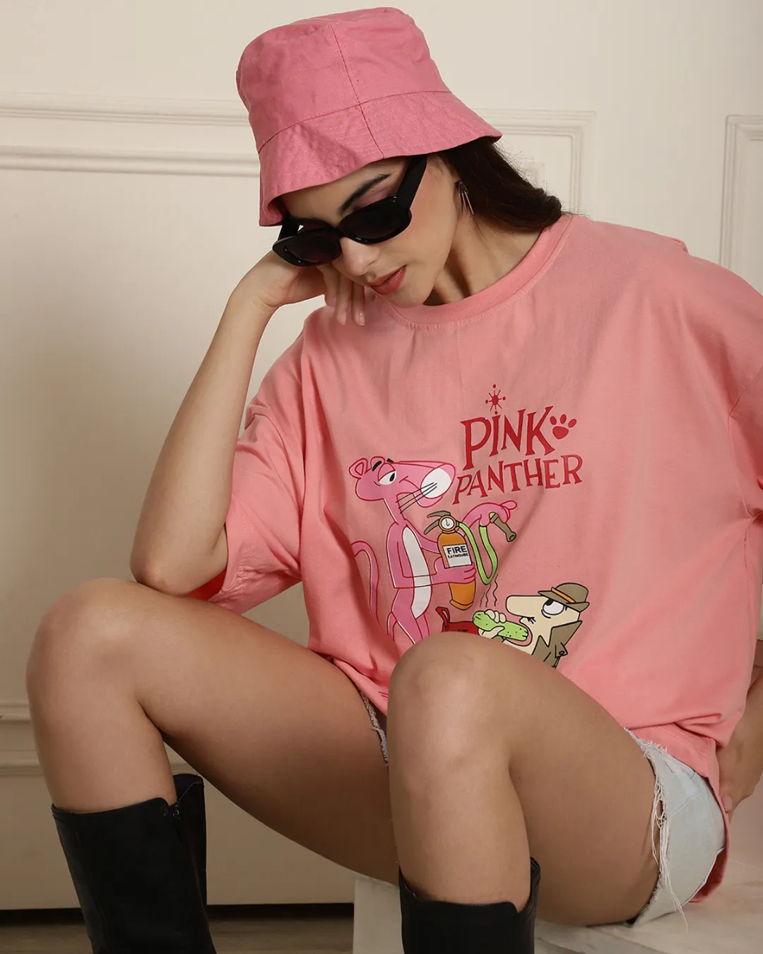 Laid-Back Pink Panther Oversized Tee