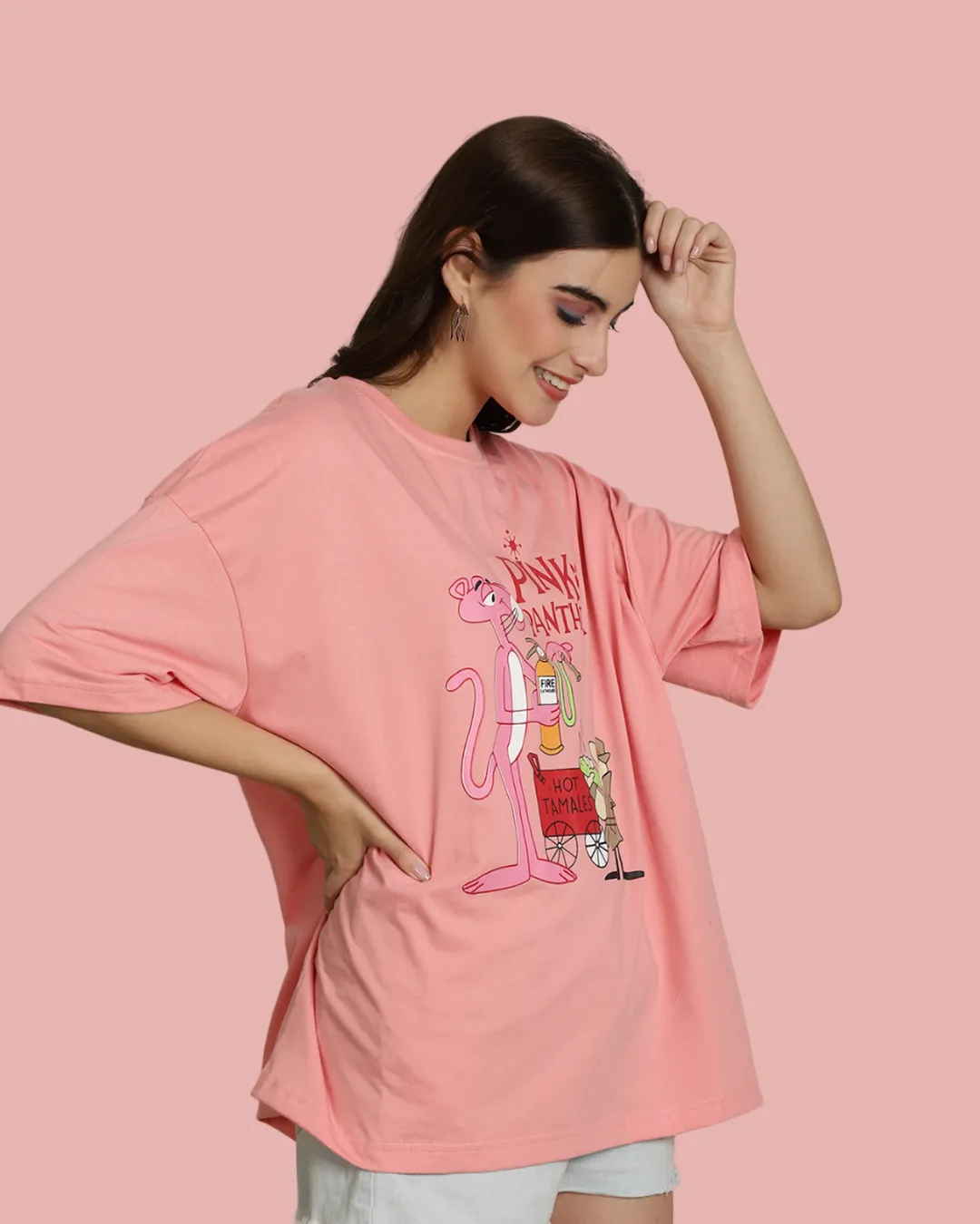 Laid-Back Pink Panther Oversized Tee