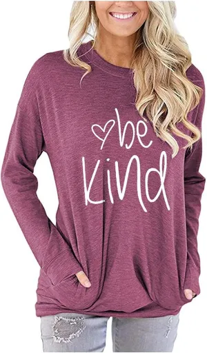 LaLaLa Women's Casual Loose Fit Tunic Tops Long Sleeve Comfy Sweatshirts Pullover T-Shirts Blouses