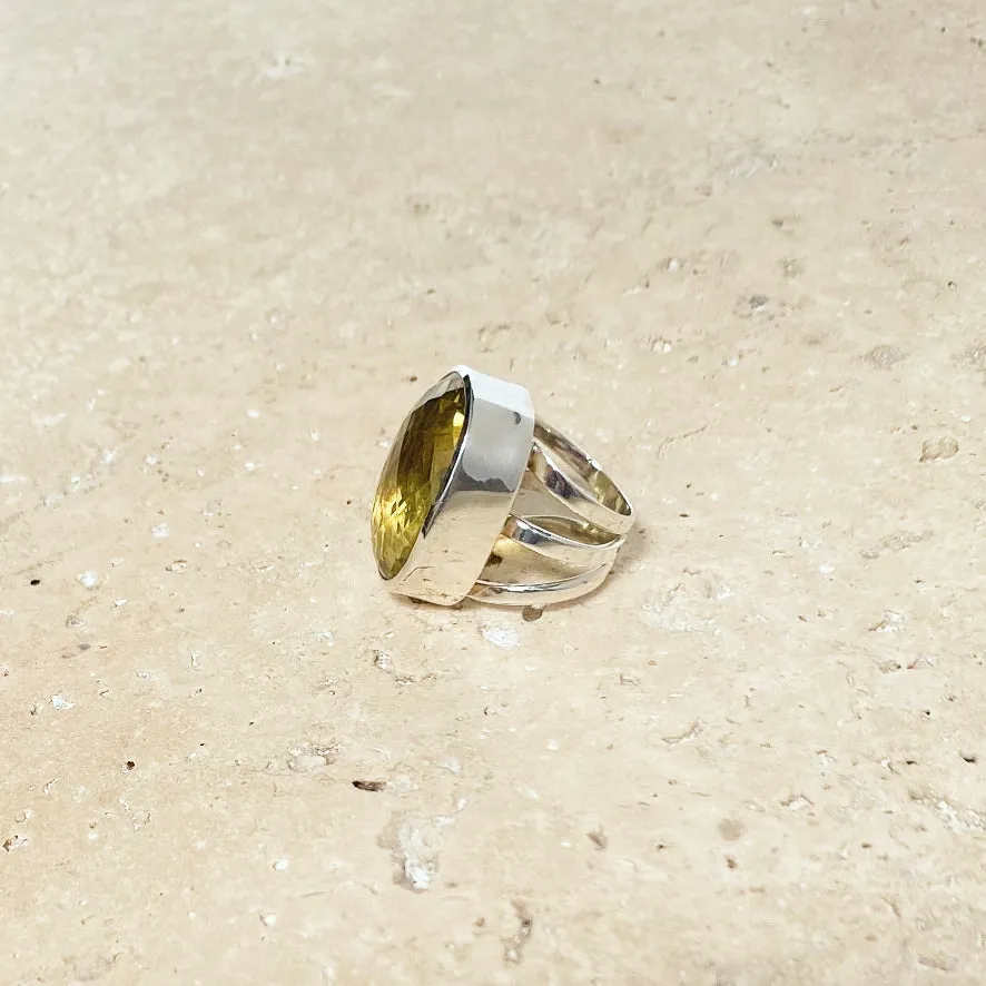 Lemon Quartz Rose Cut Ring - Lila