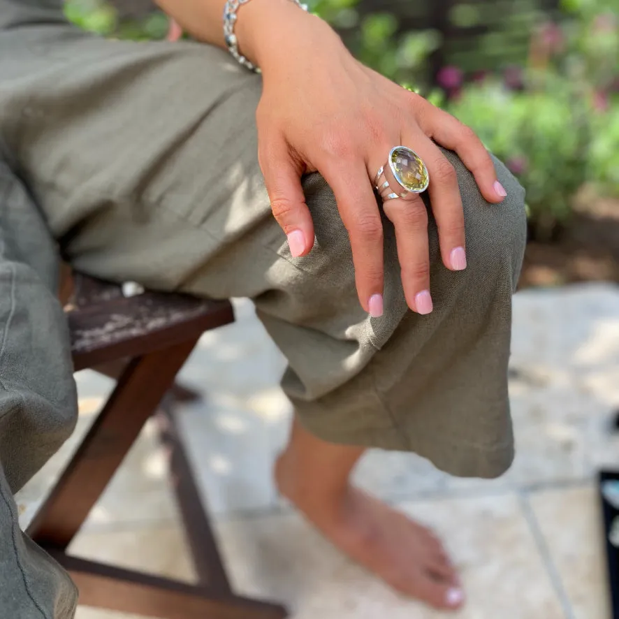 Lemon Quartz Rose Cut Ring - Lila