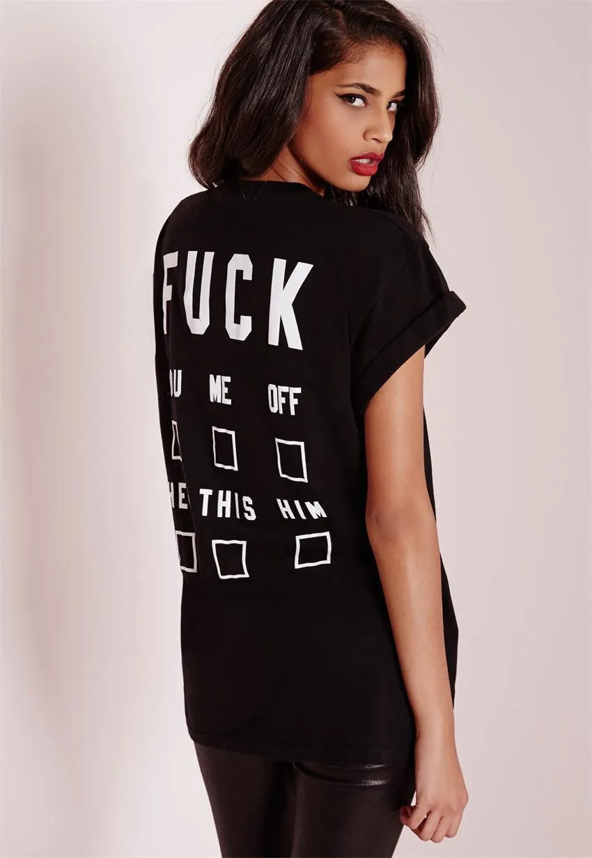 Letter Print Casual Scoop Big Size Top T-shirt