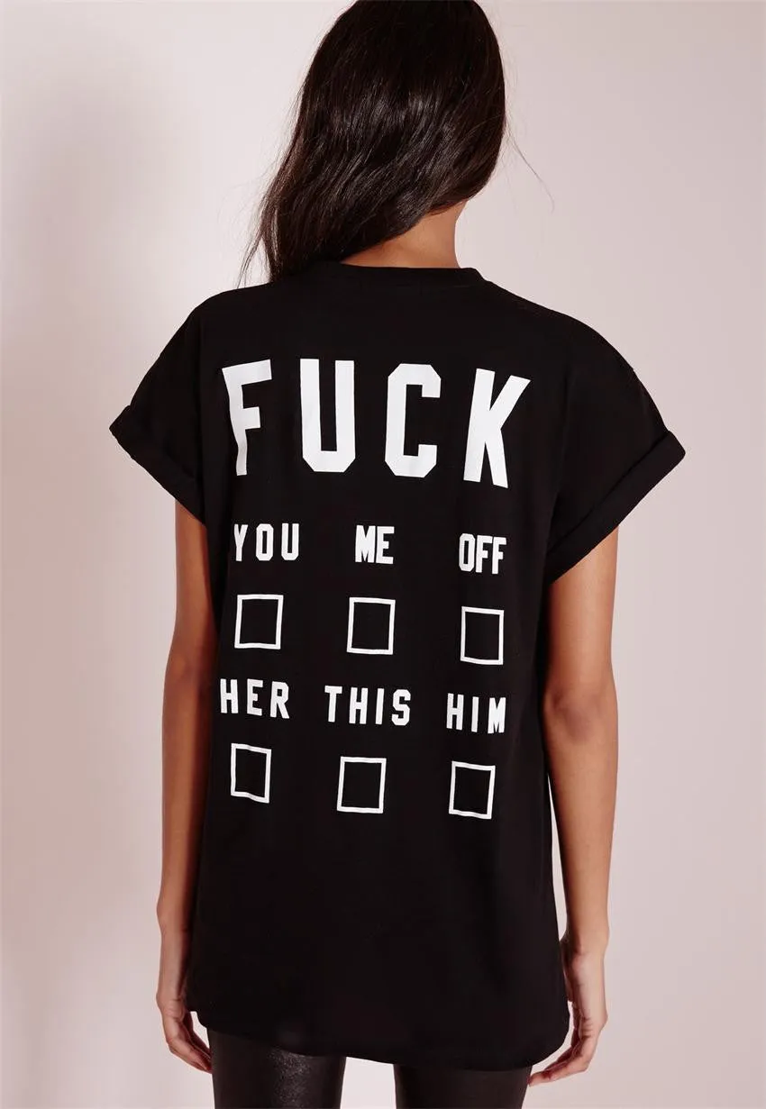 Letter Print Casual Scoop Big Size Top T-shirt